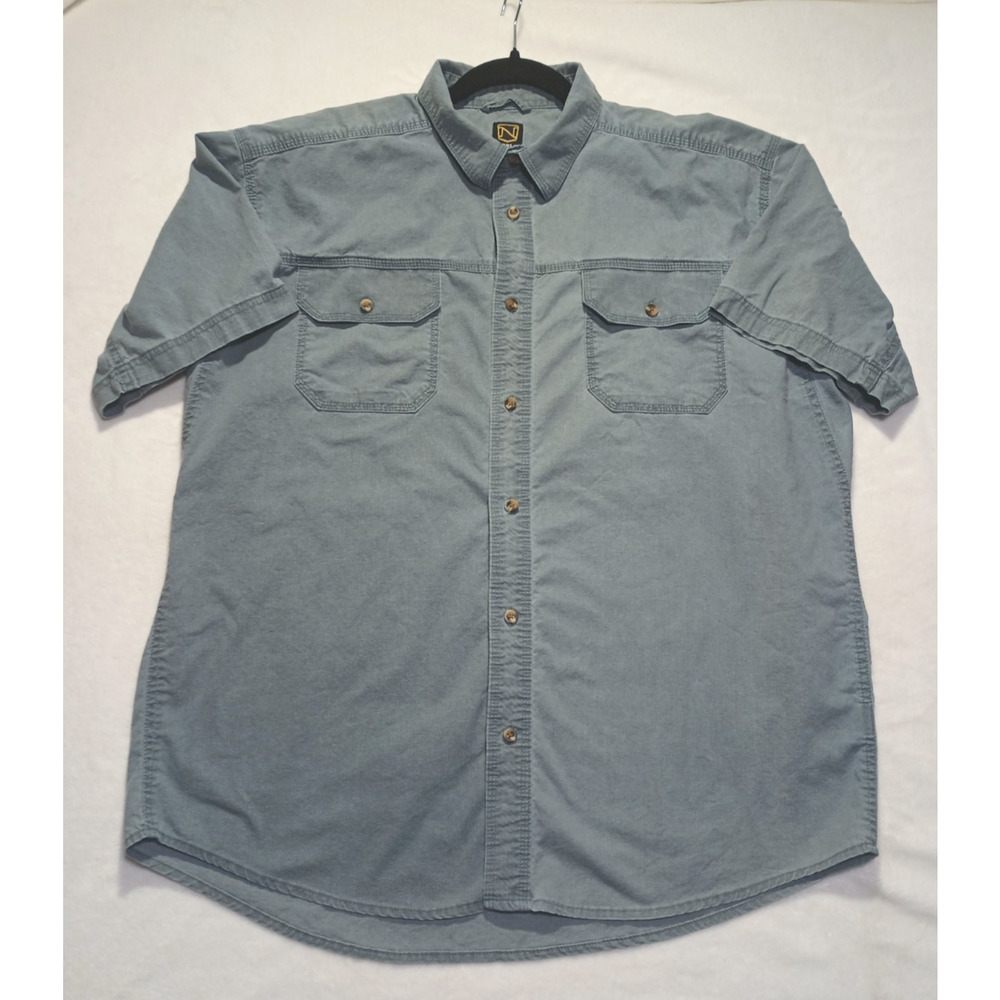 Noble Outfitters Men’s XL Blue Short Sleeve Button Up Shirt Cotton Dual Pocket